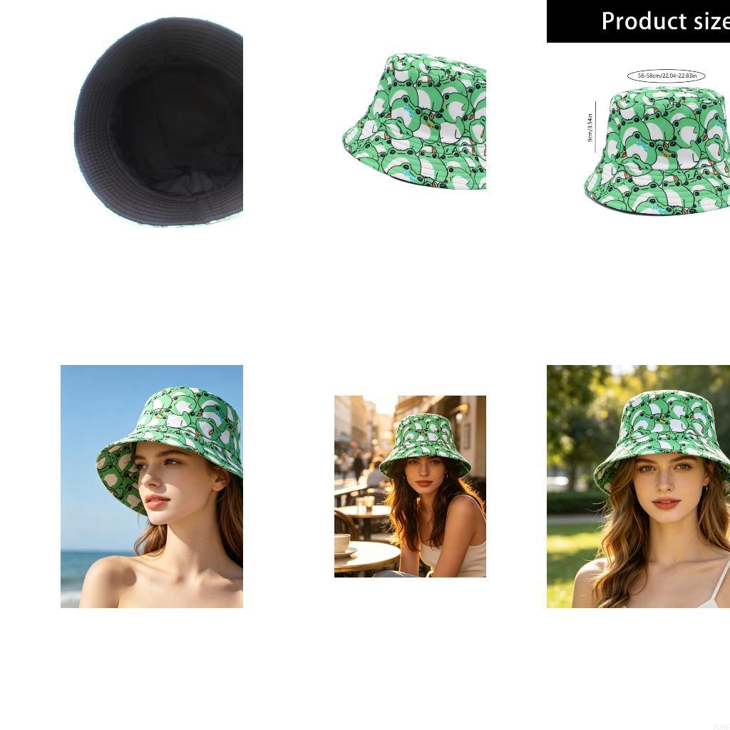 Packable Hat Nylon - Topi Cetak Katak yang Dapat Dikemas