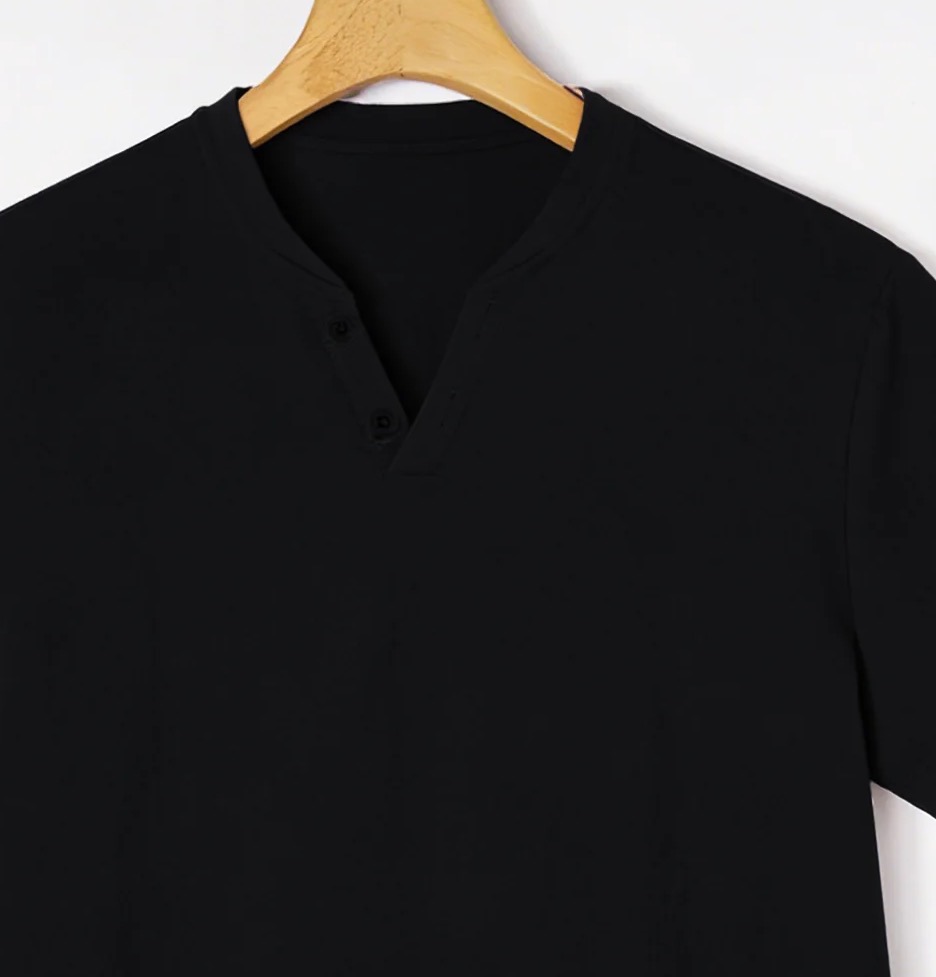 Kaos Henley Lengan Pendek Hita - Linen Shirt Breathable ulasan dan harga