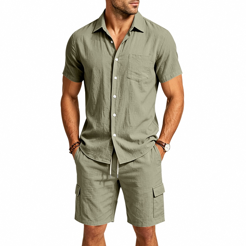 Setelan Linen Amerika Musim Pa - Short Linen Drawstring ulasan dan harga